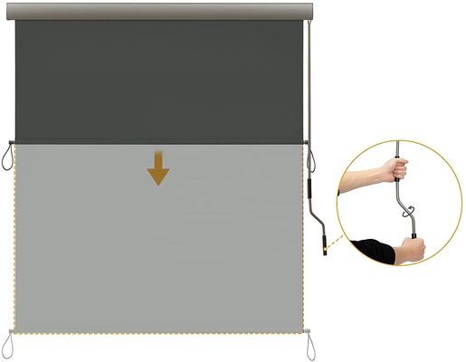 Proteção solar e da privacidade Roller blind extensível para o exterior com mecanismo de manivela manual