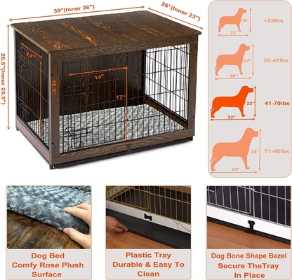 Caixas de cães de madeira de portas duplas em estilo moderno 81*55*67cm para mobiliário doméstico