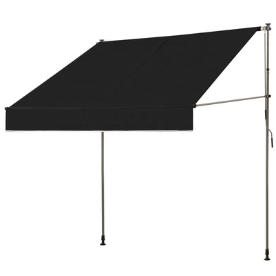 300x130cm Tecido de poliéster para balcão exterior, grama de telhado com armação de ferro em cinza/preto