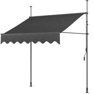 300x130cm Tecido de poliéster para balcão exterior, grama de telhado com armação de ferro em cinza/preto