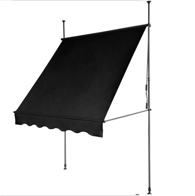 300x130cm Tecido de poliéster para balcão exterior, grama de telhado com armação de ferro em cinza/preto