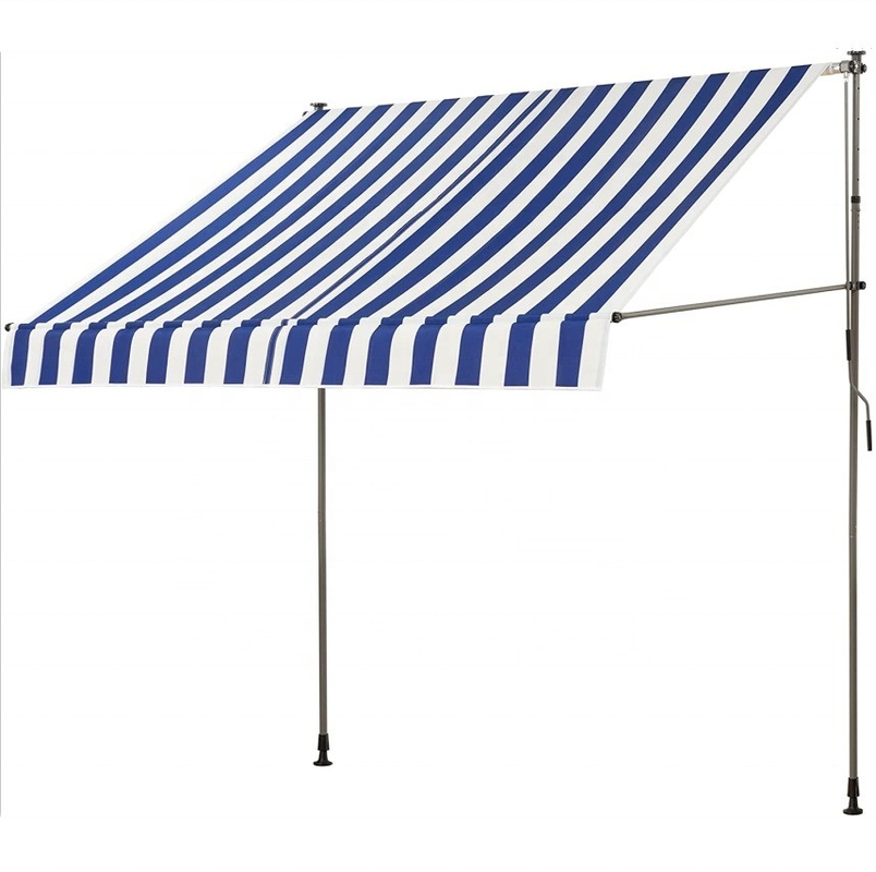 300 cm Largo Balcão Telhado Poliéster Material de vela Manivela de mão Proteção solar Sem perfuração