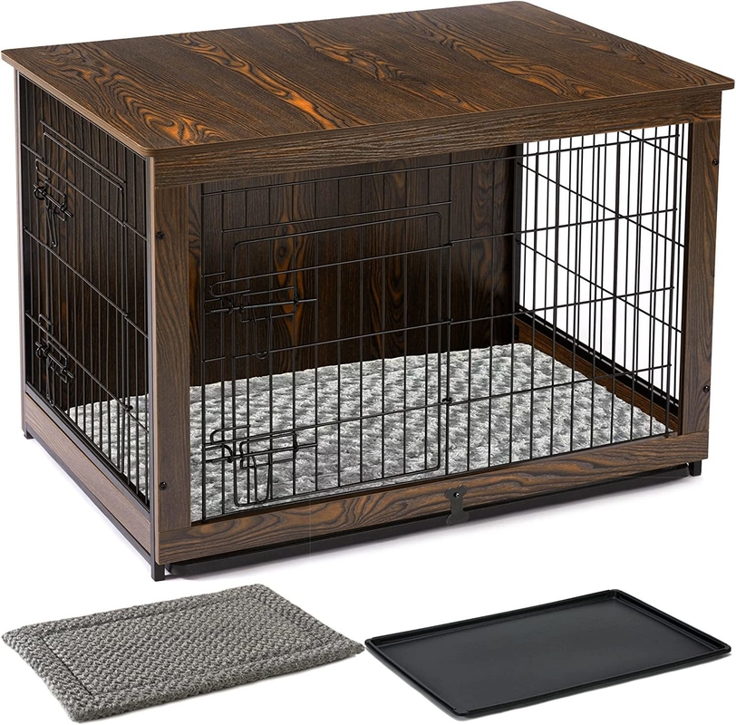 Caixas de cães de madeira de portas duplas em estilo moderno 81*55*67cm para mobiliário doméstico