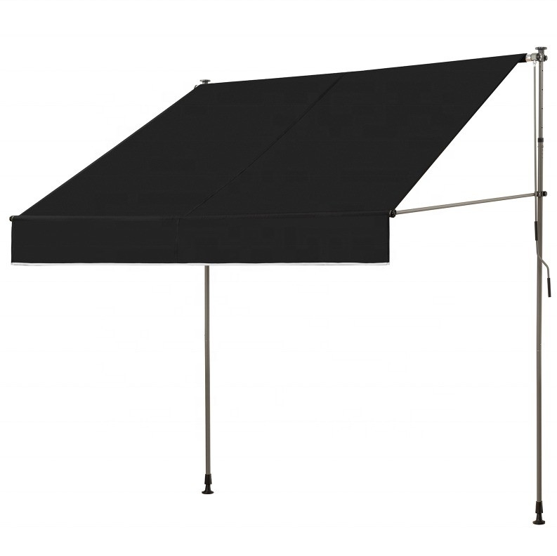 300x130cm Tecido de poliéster para balcão exterior, grama de telhado com armação de ferro em cinza/preto