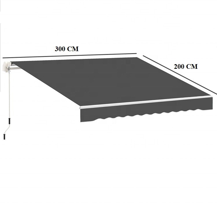300*200CM Manopla de manivela manual Área de proteção solar à prova d'água para janelas de varanda