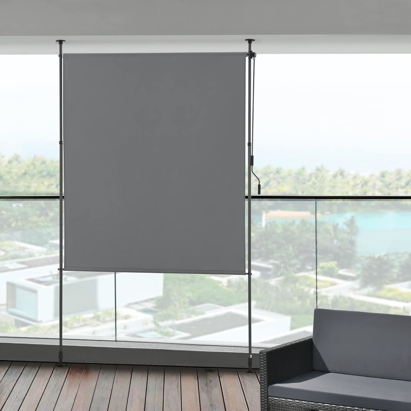 Área exterior de vela de poliéster de 120 x 270 cm, toldo vertical opaco extensivel com manivela manual